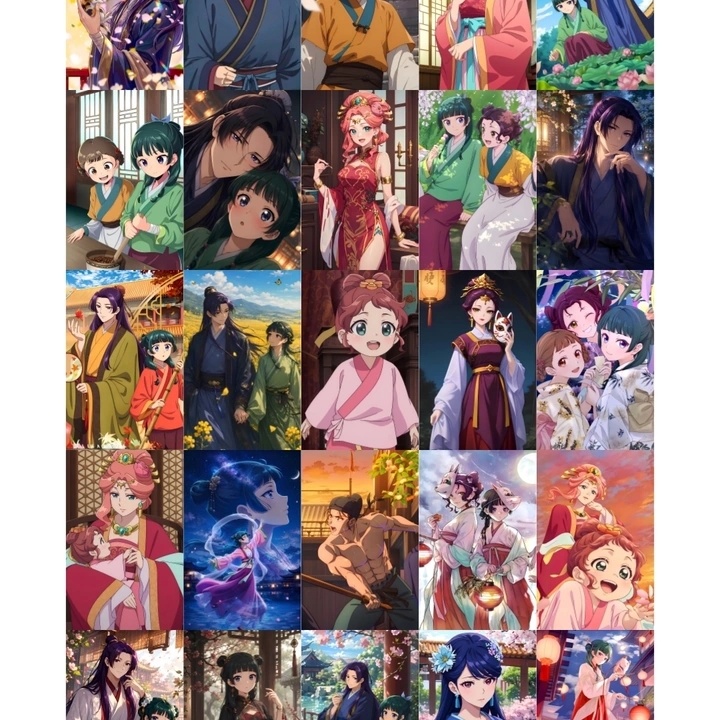 Set Of 25 The Apothecary Diaries Posters (90x140 mm) with Glue Tape | 300 GSM Perfect for Wall decor for Bedroom, Office, Gaming Room, Anime lovers