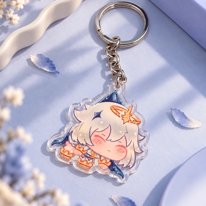 Genshin Impact Paimon Transparent Acrylic Hanging Keychain for Bags & Backpacks